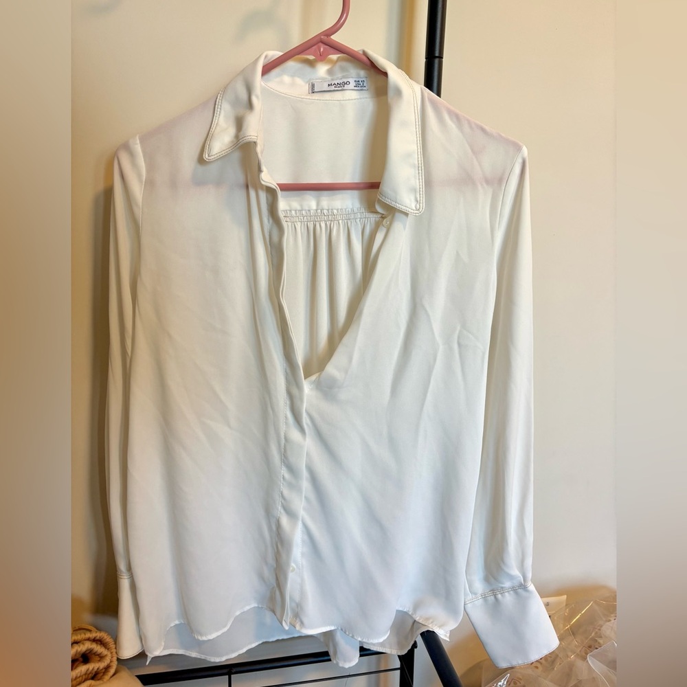 Mango White chiffon blouse